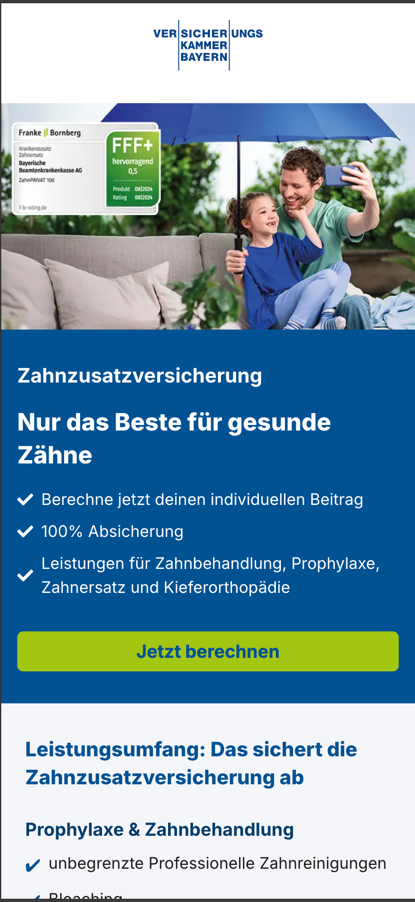 VKB Zahn100 – Lead-Funnel für Zahnzusatzversicherung
